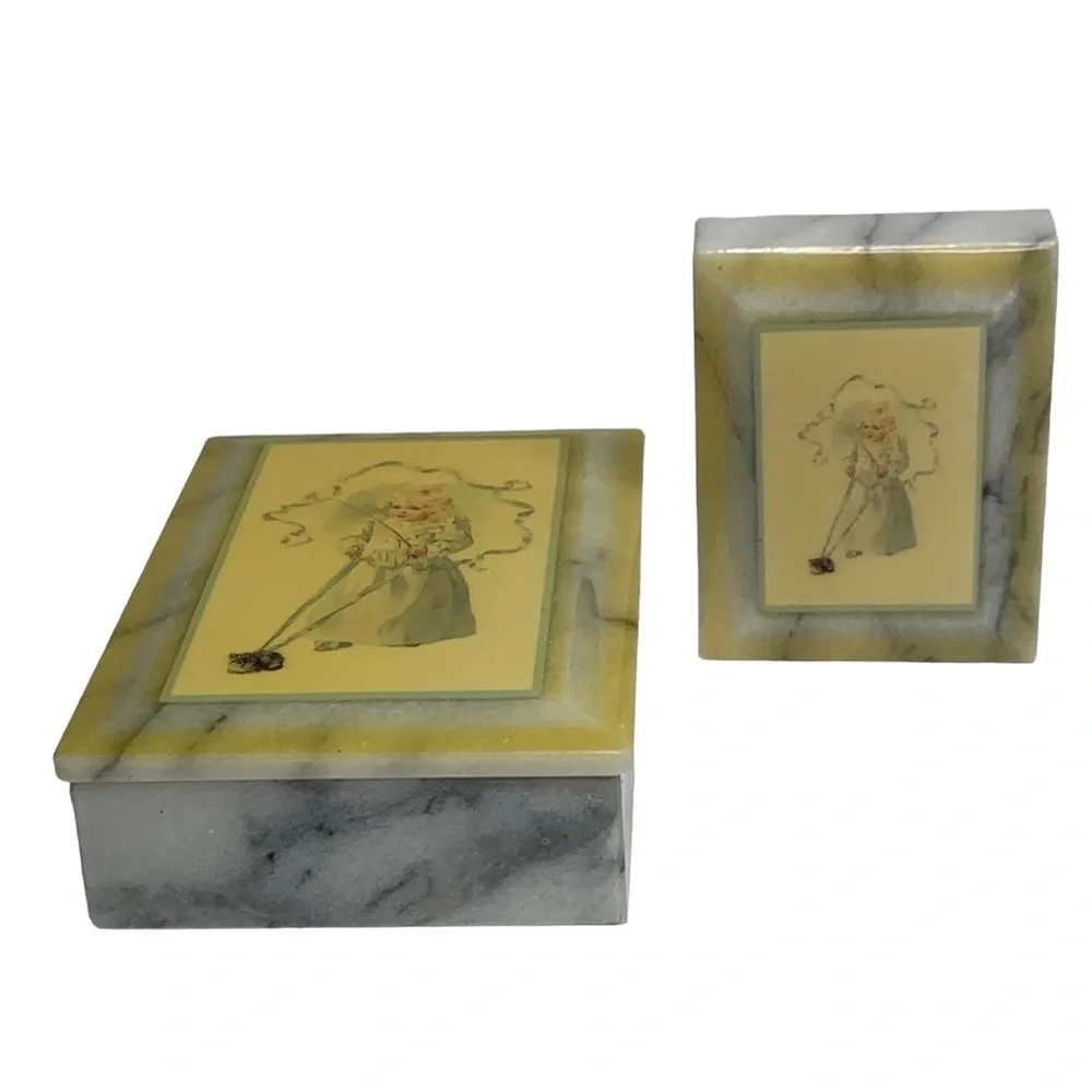The Magic Kitten by Maud Humphrey Bogart Marble Trinket Box & Paperweight 1987